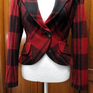 Wool plaid blazer Red & black